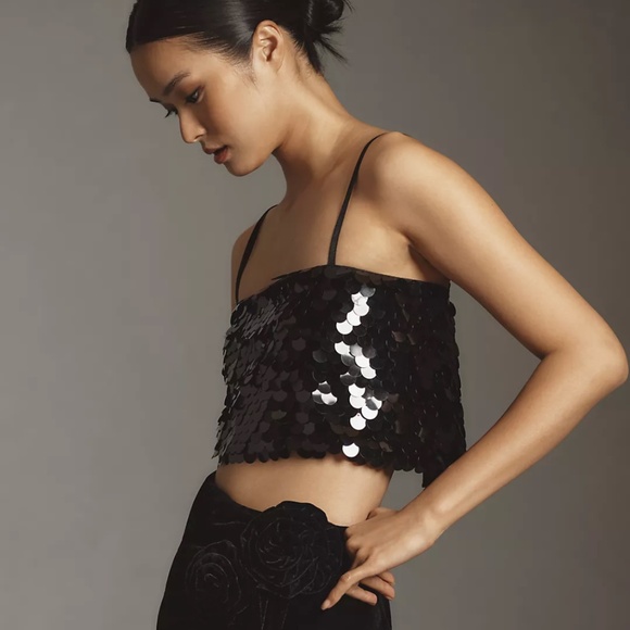 Brand New By Anthropologie Paillette Crop Tank - Picture 3 of 9